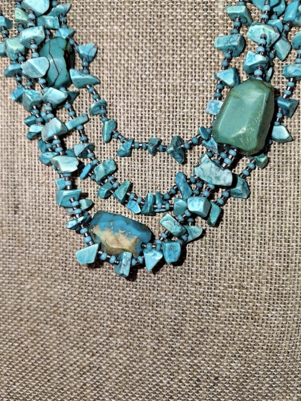Turquoise Multi-Strand Statement Necklace - Picture 2 of 7